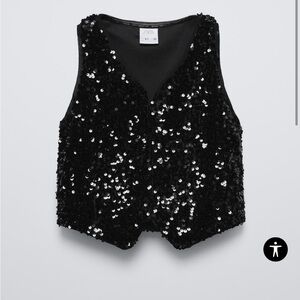 Zara Black Sequin Vest